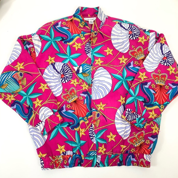 Regina Porter Jackets & Blazers - Regina Porter 100% silk sea theme puffer  jacket M